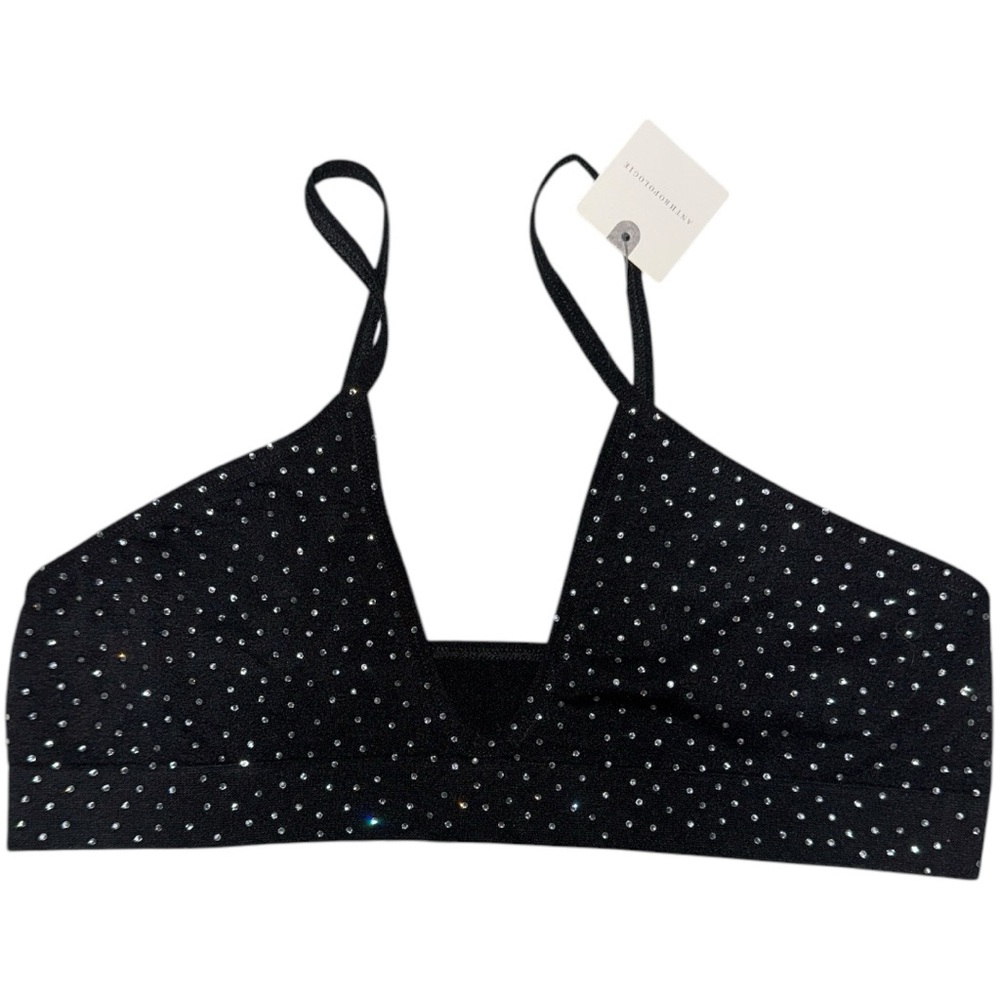 Anthropologie Black Triangle Bralette with Adjustable Straps Size XXS/XS NWT